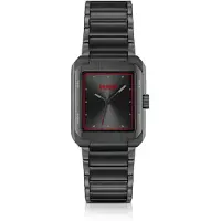 HUGO BOSS Horloge van zwart staal met rode accenten