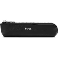 BOSS Zwart etui van generfd leer met logoletters