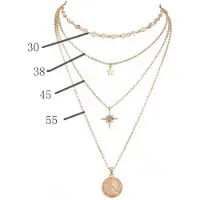 ECarla Fijne delicate ketting met ster-medallion – 4-delig – Goudkleur