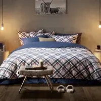 De Witte Lietaer Dekbedovertrek Tango Tartan Blue Indigo Flanel-260 x 200 / 220 / 240 cm | Extra Breed
