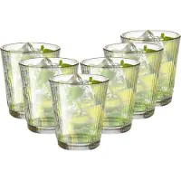 OTIX Waterglazen Set van 6 Stapelbaar 350 ml Met gouden rand Reliëf Ribbel Transparant Glas