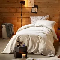 MOODIT Dekbedovertrek Freya Cream Flanel-140 x 200 / 220 cm | 1-Persoons