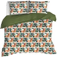 De Witte Lietaer Dekbedovertrek Lisboa Grenoble Green Percal-200 x 200 / 220 cm | 2-Persoons
