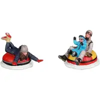 Luville Kerstdorpminiatuur Snow Tubing (glijden Op Band) 5 X 5,5 X 4,5 Cm 2-delig