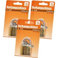 Humbert Hangslot met 3 sleutels - 3x - 40 mm - messing - kofferslot