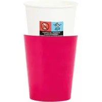 Givi Italia Feestbekers met hoesjes - 8x - fuchsiaroze - papier - 250ml - kinderfeestje - kartonnen bekertjes