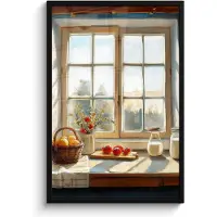 PosterMonkey Poster in lijst - Fotolijst 60x90 cm - Posters - Stilleven - Keuken - Doorkijk - Vintage - Posterlijst zwart - Decoratie - Wanddecoratie woonkamer - Muurdecoratie slaapkamer