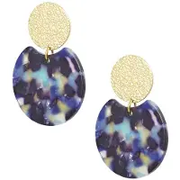 Yehwang - Dames oorbellen - Goudkleurig met Blauw detail - Statement oorbellen - Stainless steel