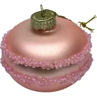 Housevitamin Kerst ornament -kerstbal - Macaron - Glas - Roze - 6,5x6,5x5,5cm