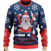 JAP Christmas Foute Kersttrui (maat 5XL) - 100% Gerecycled - Kriebelt niet - Kerstcadeau volwassenen - Kersttrui dames en heren XXXXXL - Wine-derfull - Blauw
