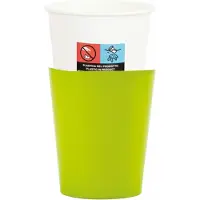 Givi Italia Feestbekers met hoesjes - 8x - lime groen - papier - 250ml - kinderfeestje - kartonnen bekertjes