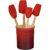 Le Creuset Geschenkset Met Spatelpot In Aardewerk En 4 Premium Spatels Kersenrood