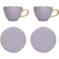 Urban Nature Culture Koffie- en theeset Good Morning Cup and Plate Lila 250 ml (Set van 4)
