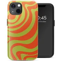 Selencia Vivid Backcover met MagSafe voor de Apple iPhone 13 - Wavy Swirl Orange Fern