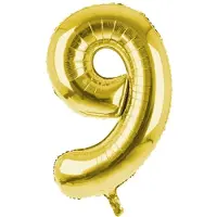 PartyPro Cijfer Ballon '9' Goud (100CM)