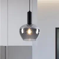 LumenXL Zwarte hanglamp Ischa in appelvorm smoke glas