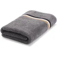 BOSS Katoenen badhanddoek met een rand met de signature-stripe