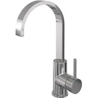Brauer Wastafelmengkraan Chrome Carving Coldstart Opbouw Hoog Plat Gebogen Ronde Hendel Chroom