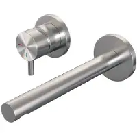 Brauer Brushed Edition ColdStart wastafelkraan inbouw rechte uitloop en rozetten model B2 RVS geborsteld PVD