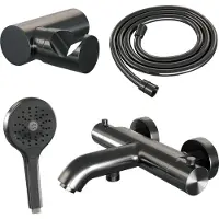 Brauer Gunmetal Edition thermostatische badkraan gunmetal geborsteld PVD set 4