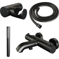 Brauer Black Carving thermostatische badkraan mat zwart set 3