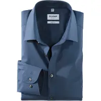 Olymp Level Five Body Fit Overhemd rook blauw, Effen
