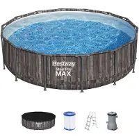 Bestway Steel Pro MAX Complete opzetbadset met filterpomp, Ø 427 x 107 cm, houtlook (eikenhout), rond
