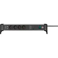 Brennenstuhl Alu-Office-Line 60.000A overspanningsbeveiligings contactdoosstrip met USB-laadfunctie 4-voudig 1,8m H05VV-F 3G1.5