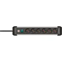 Brennenstuhl Premium-Alu-Line stekkerdoos met 6 contacten / zwart - 3 meter