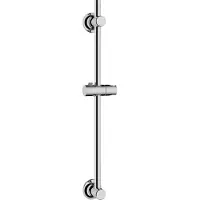 Wenko Douchestang RVS chroom, lengte 70cm, diameter 22mm, met douchekophouder en 2 wandsteunen - Glijstang chroom - Bevestigen zonder boren