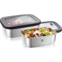 GEFU PROVIDO Vershouddozen Set – 2-delig – RVS Bewaarbakken 1,3L & 2,6L – Luchtdicht en Lekvrij