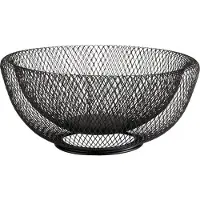 Barlife Decoratieve kom, DRAAD brood- en fruitmand, rond, zwart (31 x 14 cm)