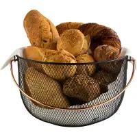 Aps Brood- en fruitmand, rond met handvat, diameter: 300 mm, Brood bewaren, Zwart