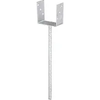 Alberts 215101 U-paalhouder | met betonanker van wapeningsstaal | thermisch verzinkt | vrije breedte 101 mm | lengte betonanker 400 mm | set van 2