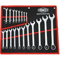 FAMEX 10349-19 Set van 19 chroom vanadium stalen combinatiesleutels