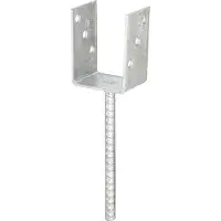 Alberts 215033 U-paalhouder | met betonanker van wapeningsstaal | thermisch verzinkt | vrije breedte 75 mm | lengte betonanker 200 mm | set van 4