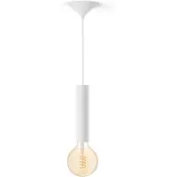 Philips Bundel: Witte Large Pendellamp Koord - 3d Geprint Voor Filamentlampen + Warm Tot Koelwit Licht G125 Globe Filamentlamp