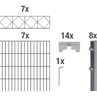 Alberts Dubbelstaafmat hekwerk Bergen antraciet, hoogte: 100-160cm, totale lengte: 10-20m, voor plaatsing in beton (set)