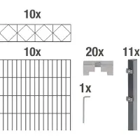 Alberts Dubbelstaafmat hekwerk Bergen antraciet, hoogte: 100-160cm, totale lengte: 10-20m, voor plaatsing in beton (set)