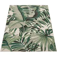 Paco Home Buiten Vloerkleed Voor Buiten Balkon Palm Jungle Patroon Bloemen Boho Groen 200x290 cm
