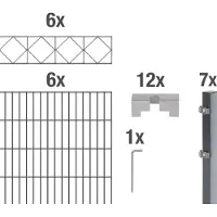 Alberts Dubbelstaafmat hekwerk Bergen antraciet, hoogte: 100-160cm, totale lengte: 10-20m, voor plaatsing in beton (set)