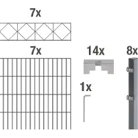 Alberts Dubbelstaafmat hekwerk Bergen antraciet, hoogte: 100-160cm, totale lengte: 10-20m, voor plaatsing in beton (set)