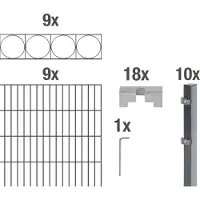 Alberts Dubbelstaafmat hekwerk Oslo antraciet, hoogte: 100-160cm, totale lengte: 10-20m, voor plaatsing in beton (set)