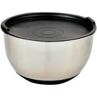 Kesper RVS Mengkom Ã?24 Cm. - Mengkom met Silicone Deksel - Beslagkom met Deksel - Mixing bowl - Afm. 24 x 24 x 15 Cm.