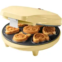Bestron Wafelijzer - AAW700V - 700W - Mini cakes - Dierenvormpjes - Geel - 5 jaar garantie