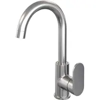 Brauer Wastafelmengkraan brushed edition coldstart opbouw hoog gebogen platte hendel geborsteld rvs pvd