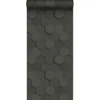 Origin Wallcoverings behang 3d hexagon motief zwart - 347854 - 0,53 x 10,05 m