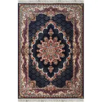 Muratap Isfahan oosters vloerkleed nain laagpolig klassiek vintage tapijt / navy / multi- 300x400 cm