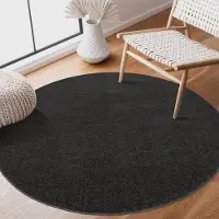 Muratap Uni rond effen laagpolig vloerkleed modern donker 240 cm rond