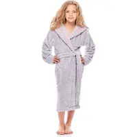 L&L Kinderen Badjas met Capuchon - Wasmachine bestendig - Polyester - LL-Ila - Kristall (FM-001) - 110-116